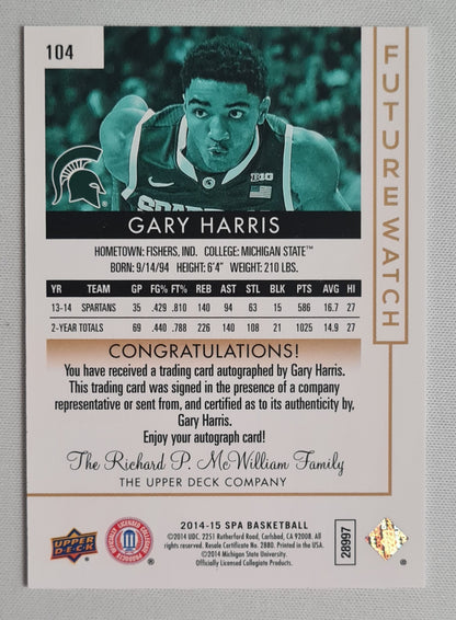 Gary Harris - 2014/15 Upper Deck - Spa Basketball Future Watch #104 SP Authentic /Autograph /175
