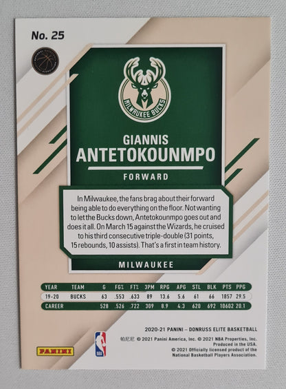 Giannis Antetokounmpo - 2020/21 Panini Donruss Elite Basketball NBA #25 Holo