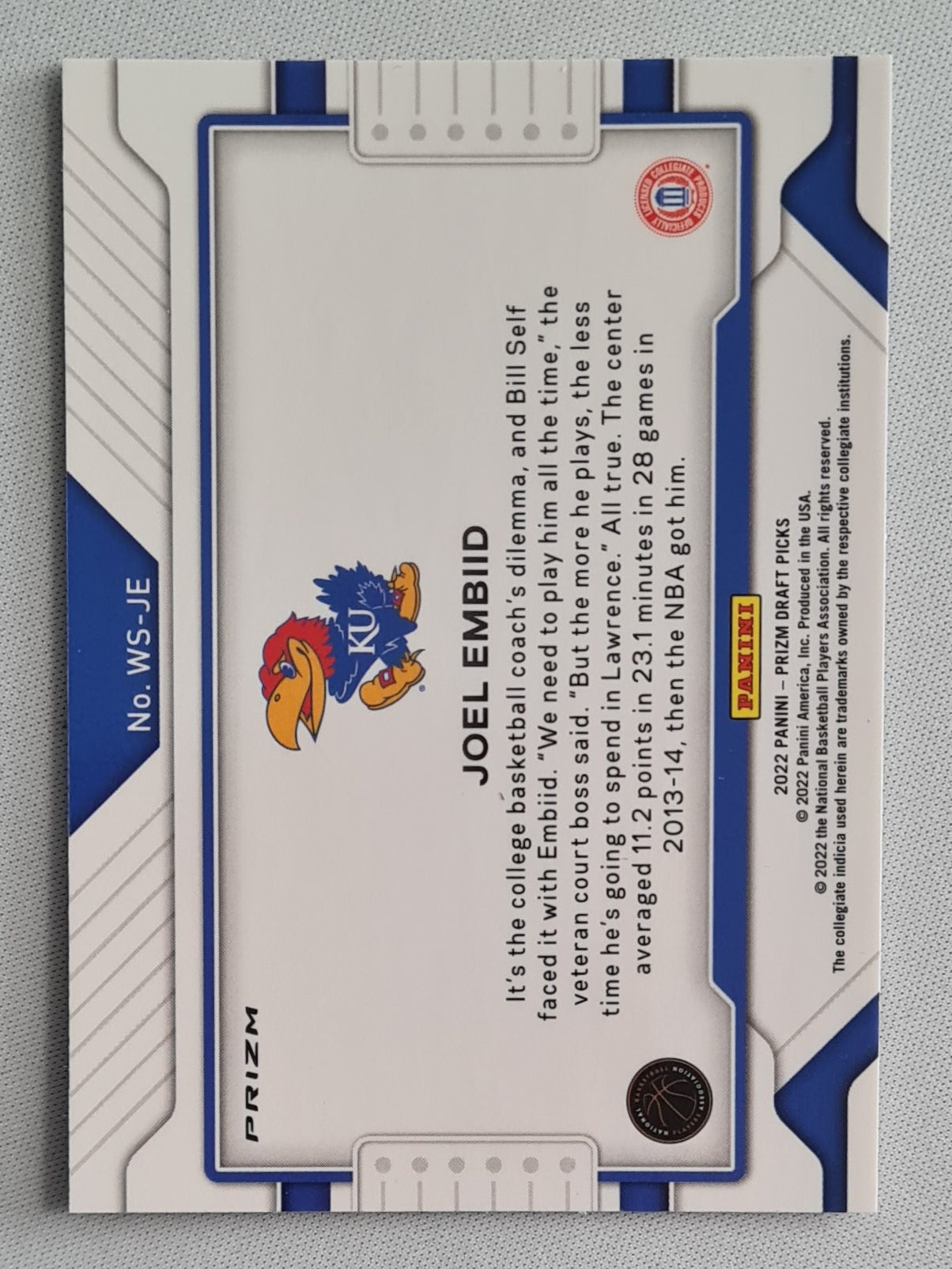Joel Embiid - 2022 Panini Prizm Draft Picks Widescreen Basketball UK #WS-JE Refrator