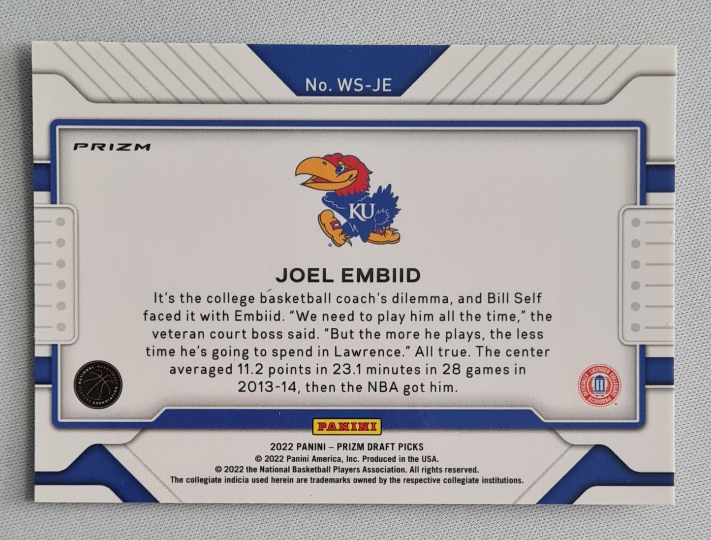 Joel Embiid - 2022 Panini Prizm Draft Picks Widescreen Basketball UK #WS-JE Refrator