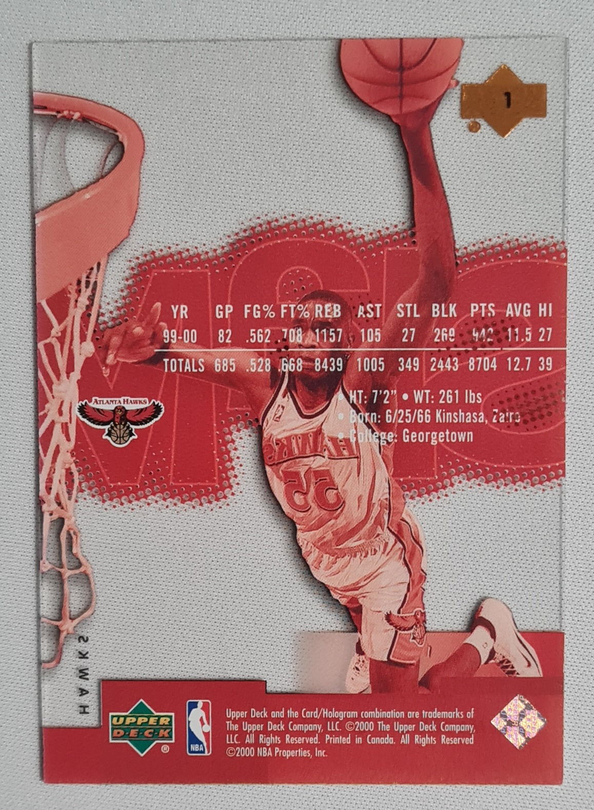 Dikembe Mutombo - 2000 Upper Deck SLAM NBA Basketball Atlanta Hawks #1