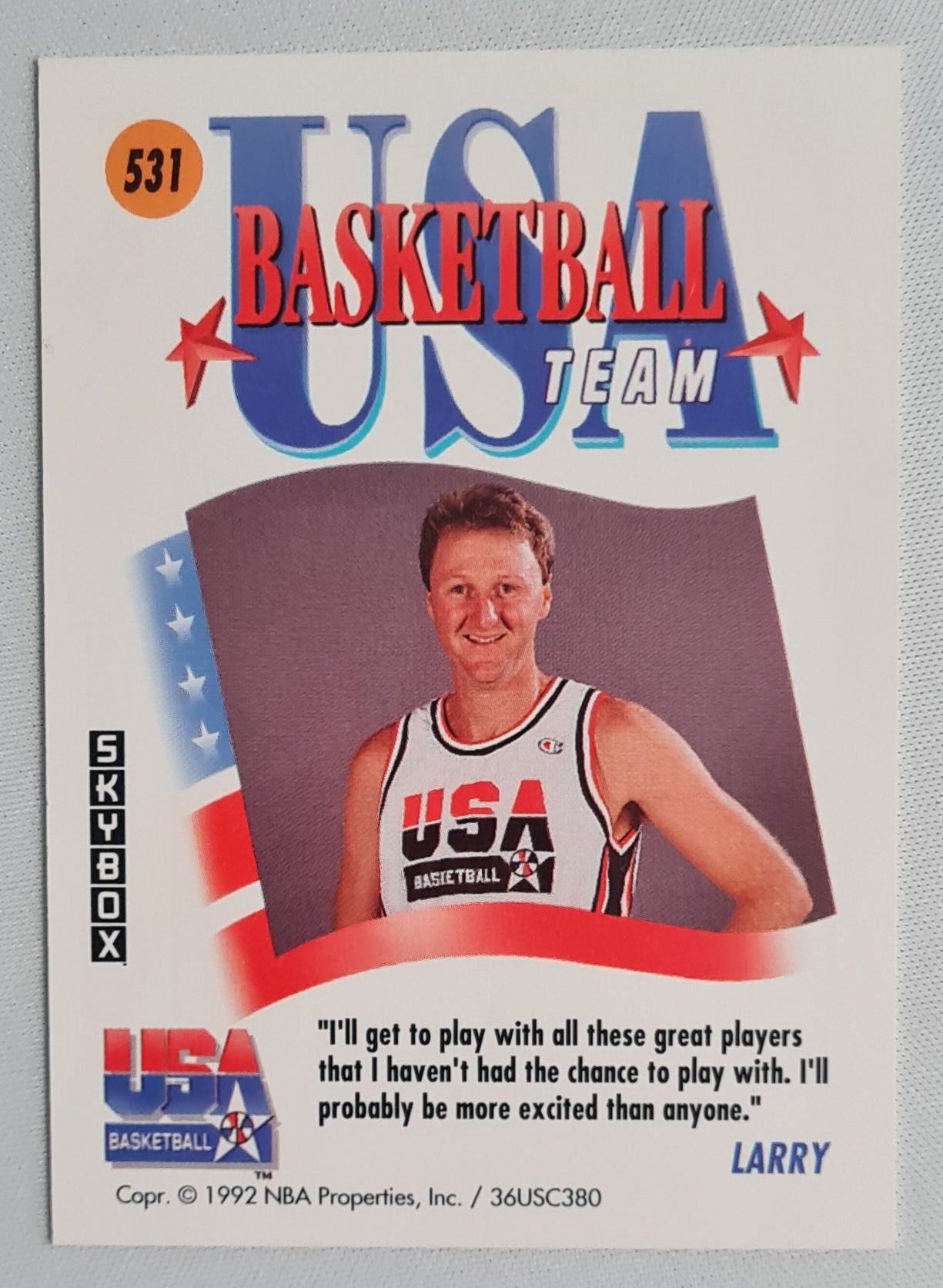 Larry Bird - 1992 Skybox NBA Basketball Team USA - Dream Team #531