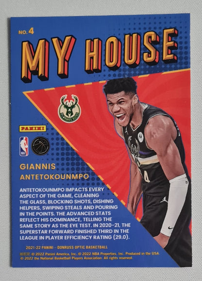Giannis Antetokounmpo - 2021/22 Panini Donruss Optics Basketball MY HOUSE Milwaukee Bucks #4