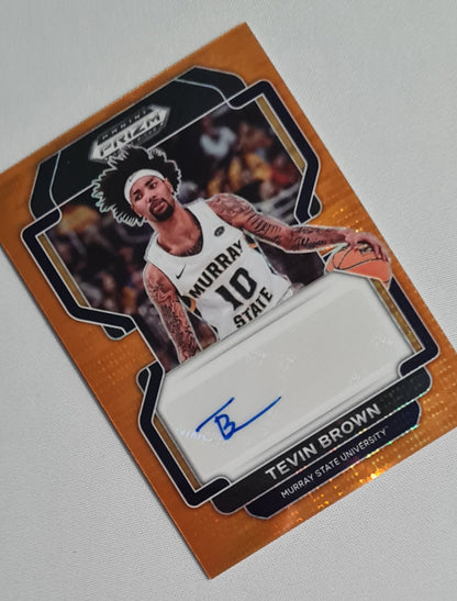 Tevin Brown - 2022 Panini Prizm Draft Picks Murray State University #DP-TBR Orange Prizm /49 + Autograph