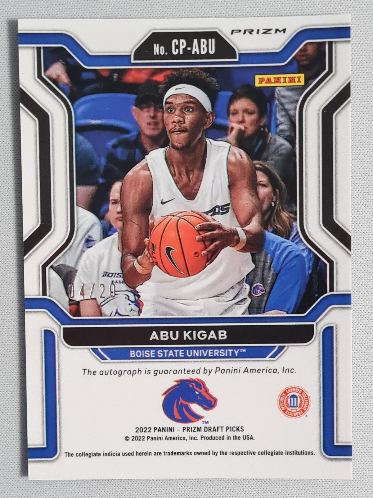 Abu Kigab - 2022 Panini Prizm Draft Picks Boise State University #CP-ABU Pink Circle Prizm /20 + Autograph