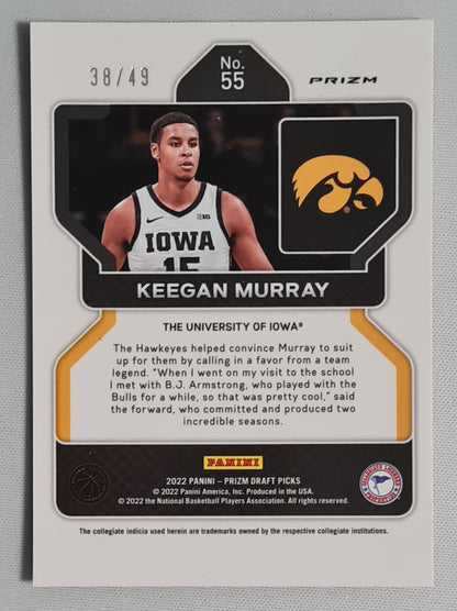 Keegan Murray - 2022 Panini Prizm Draft Picks The University of Iowa #55 Orange Prizm /49