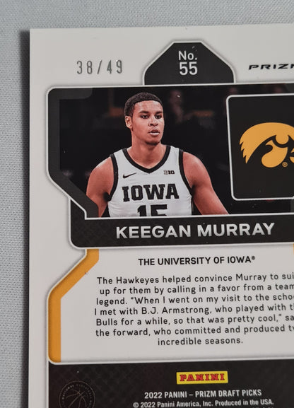Keegan Murray - 2022 Panini Prizm Draft Picks The University of Iowa #55 Orange Prizm /49