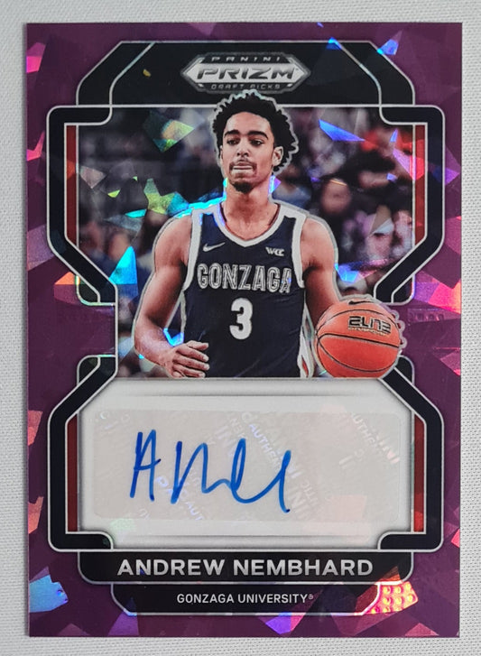 Andrew Nembhard - 2022 Panini Prizm Draft Picks Gonzaga University #DP-ANE Purple Cracked Ice Prizm /99 + Autograph