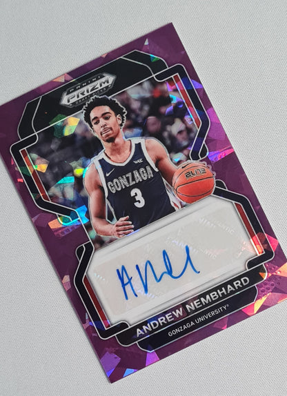 Andrew Nembhard - 2022 Panini Prizm Draft Picks Gonzaga University #DP-ANE Purple Cracked Ice Prizm /99 + Autograph