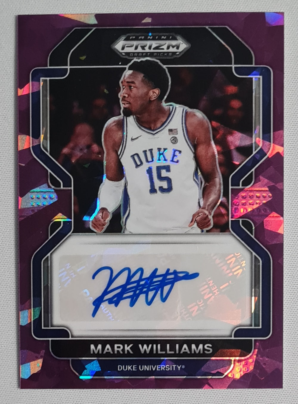 Mark Williams - 2022 Panini Prizm Draft Picks Duke University #DP-MWI Purple Cracked Ice Prizm / 99 +Autograph