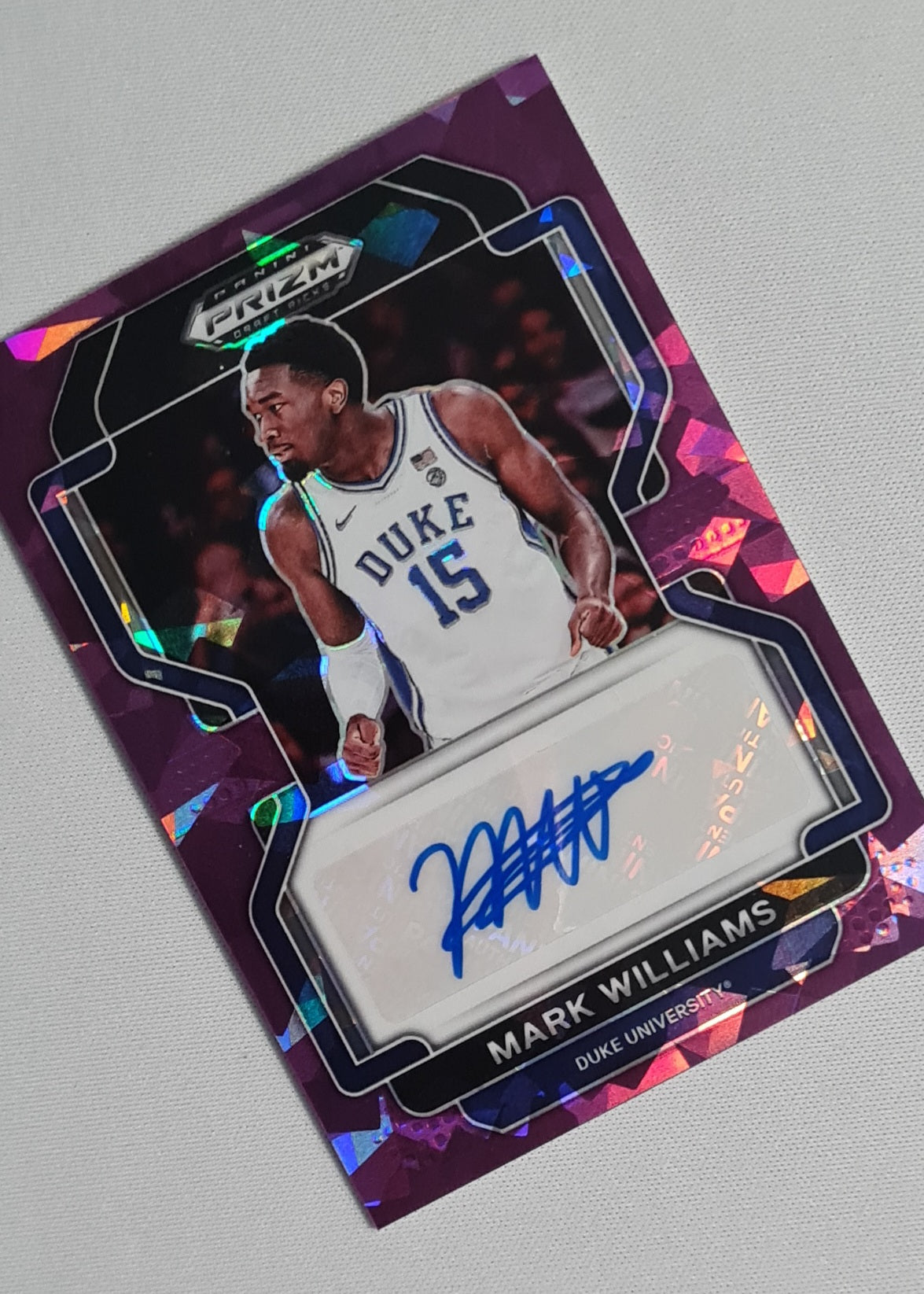 Mark Williams - 2022 Panini Prizm Draft Picks Duke University #DP-MWI Purple Cracked Ice Prizm / 99 +Autograph