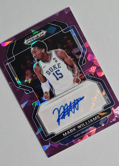 Mark Williams - 2022 Panini Prizm Draft Picks Duke University #DP-MWI Purple Cracked Ice Prizm / 99 +Autograph