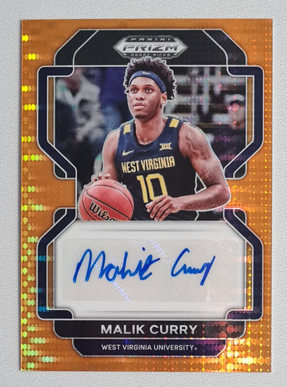 Malik Curry - 2022 Panini Prizm Draft Picks West Virginia University #DP-CUR Orange Prizm /49 + Autograph