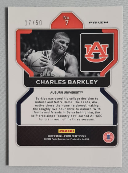 Charles Barkley - 2022 Panini Draft Picks Auburn University #7 Purple Circle Prizm /50