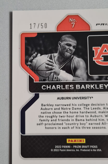 Charles Barkley - 2022 Panini Draft Picks Auburn University #7 Purple Circle Prizm /50
