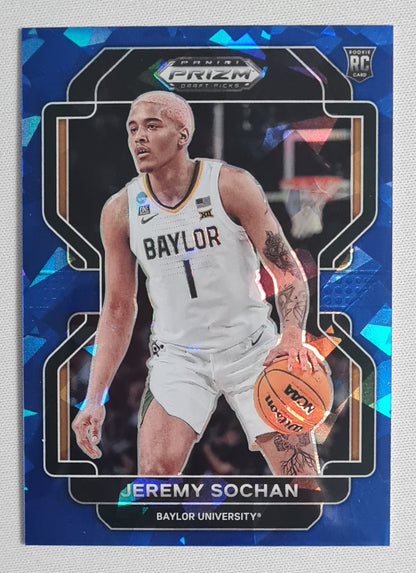 Jeremy Sochan - 2022 Panini Draft Picks Baylor University #61 Blue Cracked Ice Prizm  /99