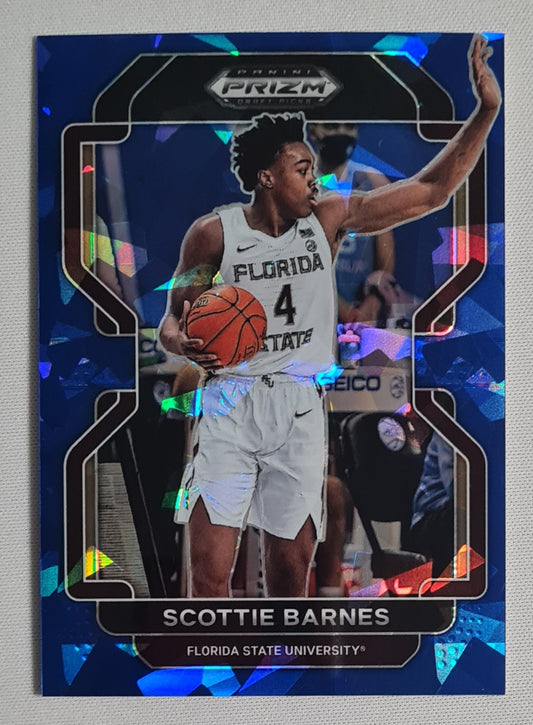 Scottie Barnes - 2022 Panini Draft Picks Florida State University #42 Blue Cracked Ice Prizm /99
