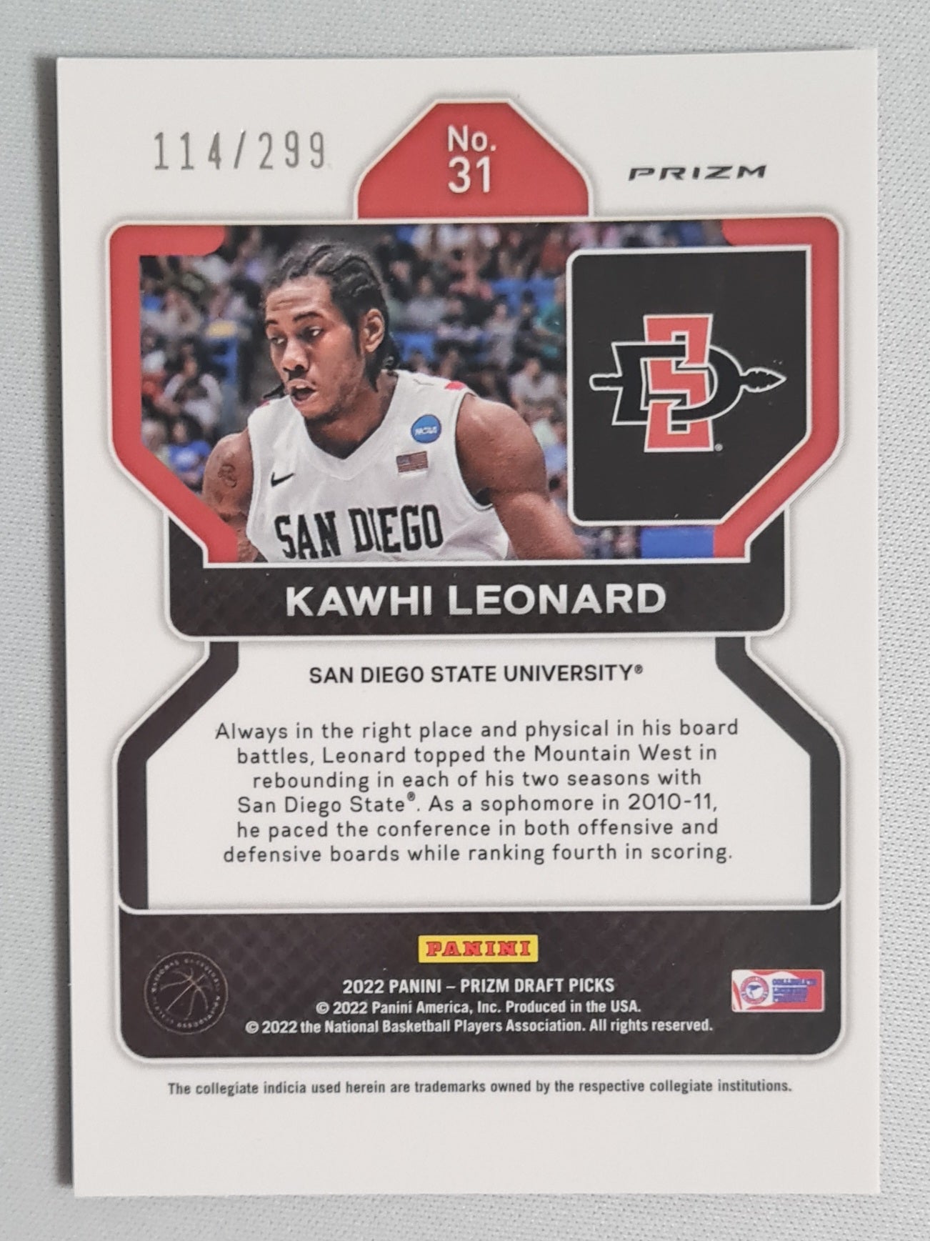 Kawhi Leonard - 2022 Panini Prizm Draft Picks Basketball San Diego University#31 Orange Prizm /299