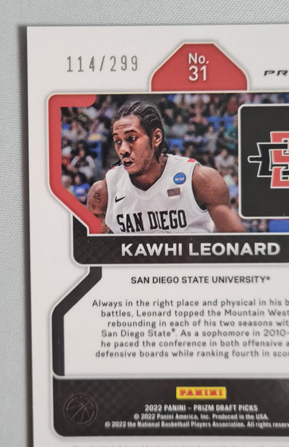Kawhi Leonard - 2022 Panini Prizm Draft Picks Basketball San Diego University#31 Orange Prizm /299