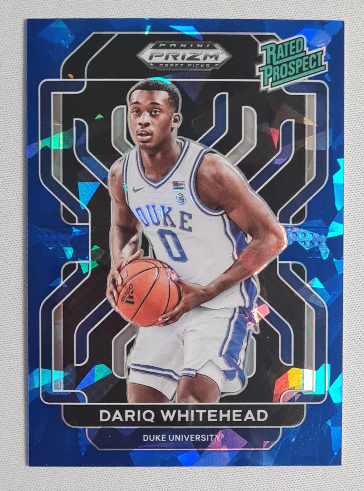 Dariq Whitehead - 2022 Panini Prizm Draft Picks - Rated Prospect - Basketball Duke University #RP-DWH Blue Cracked Ice /99