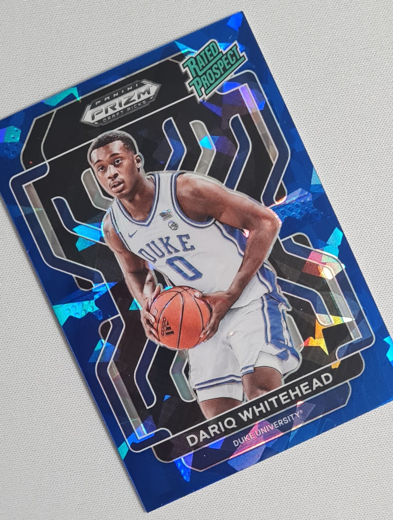 Dariq Whitehead - 2022 Panini Prizm Draft Picks - Rated Prospect - Basketball Duke University #RP-DWH Blue Cracked Ice /99