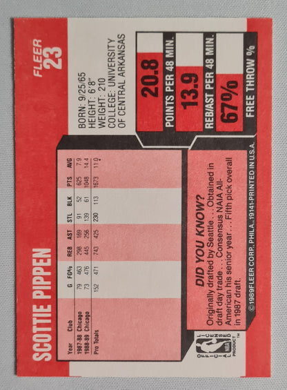 Scottie Pippen - 1989 Fleer NBA Basketball Chicago Bulls - Did you know? #23