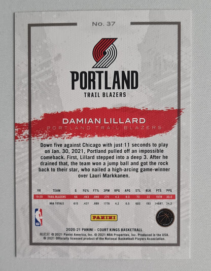 Damian Lillard - 2020-21 Panini Court Kings Basketball Portland Trail Blazers #37