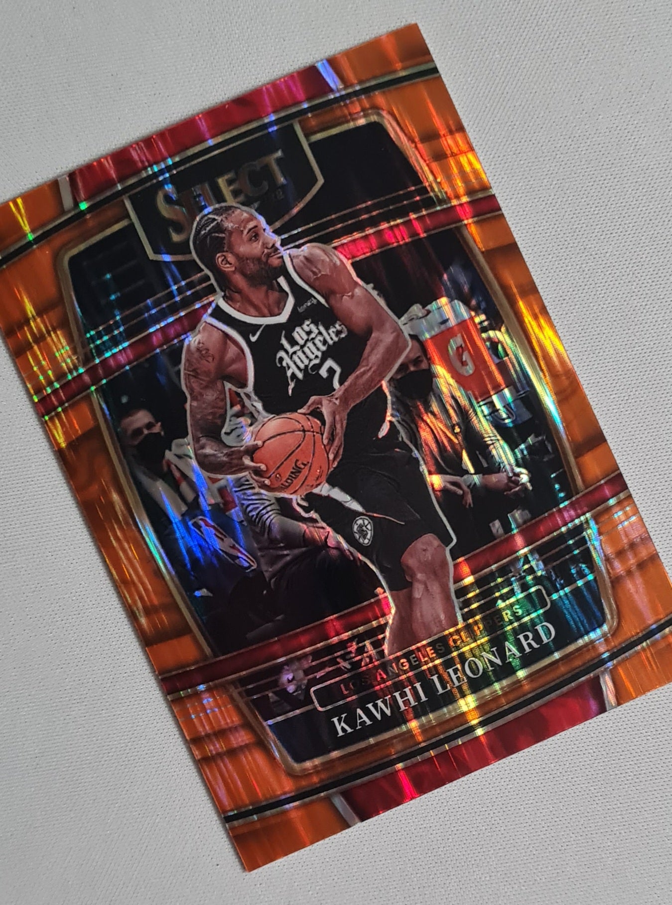 Kawhi Leonard - 2021-22 Panini Select Basketball NBA Clippers #20 Orange Shimmer Concourse Prizm