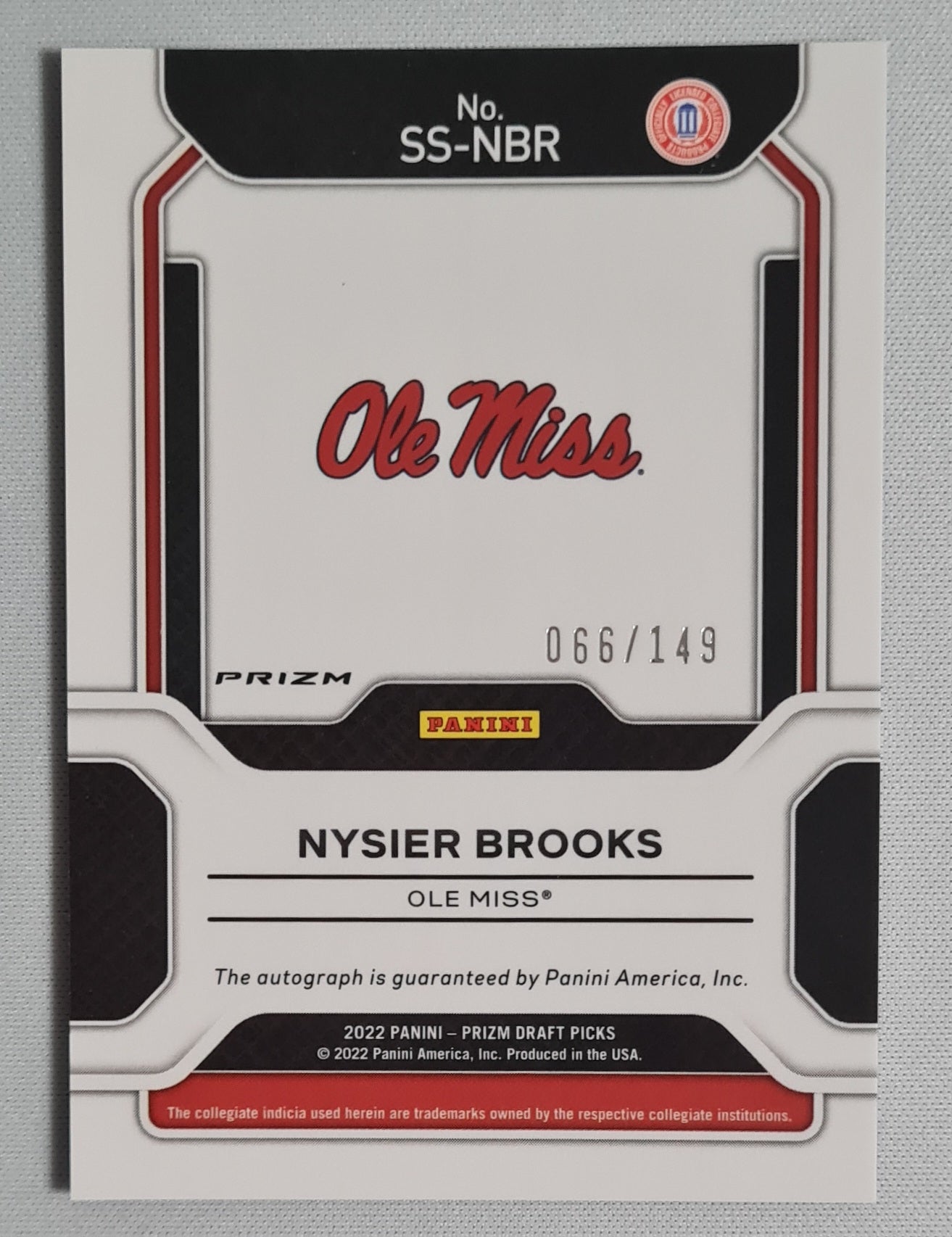 Nysier Brooks - 2022 Panini Prizm Draft Picks Sensational Signatures #SS-NBR /149 + Autograph  Blue Prizm