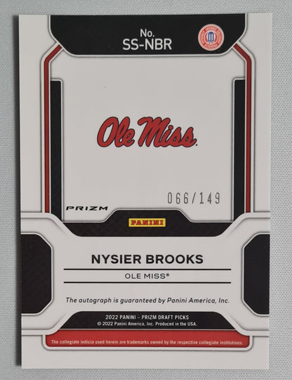Nysier Brooks - 2022 Panini Prizm Draft Picks Sensational Signatures #SS-NBR /149 + Autograph  Blue Prizm