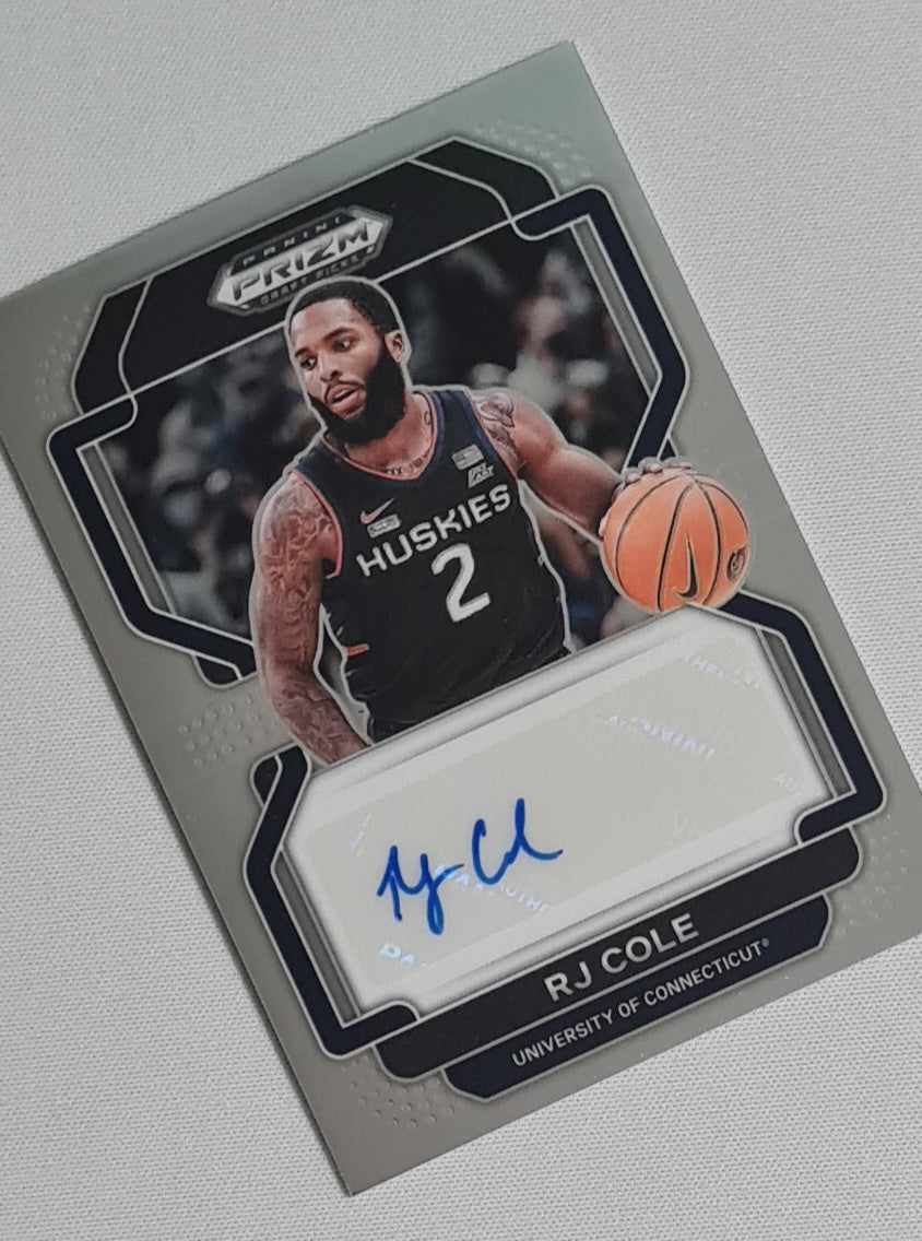 RJ Cole - 2022 Panini Prizm Draft Picks University of Connecticut #DP-RJC /Auto Prizm