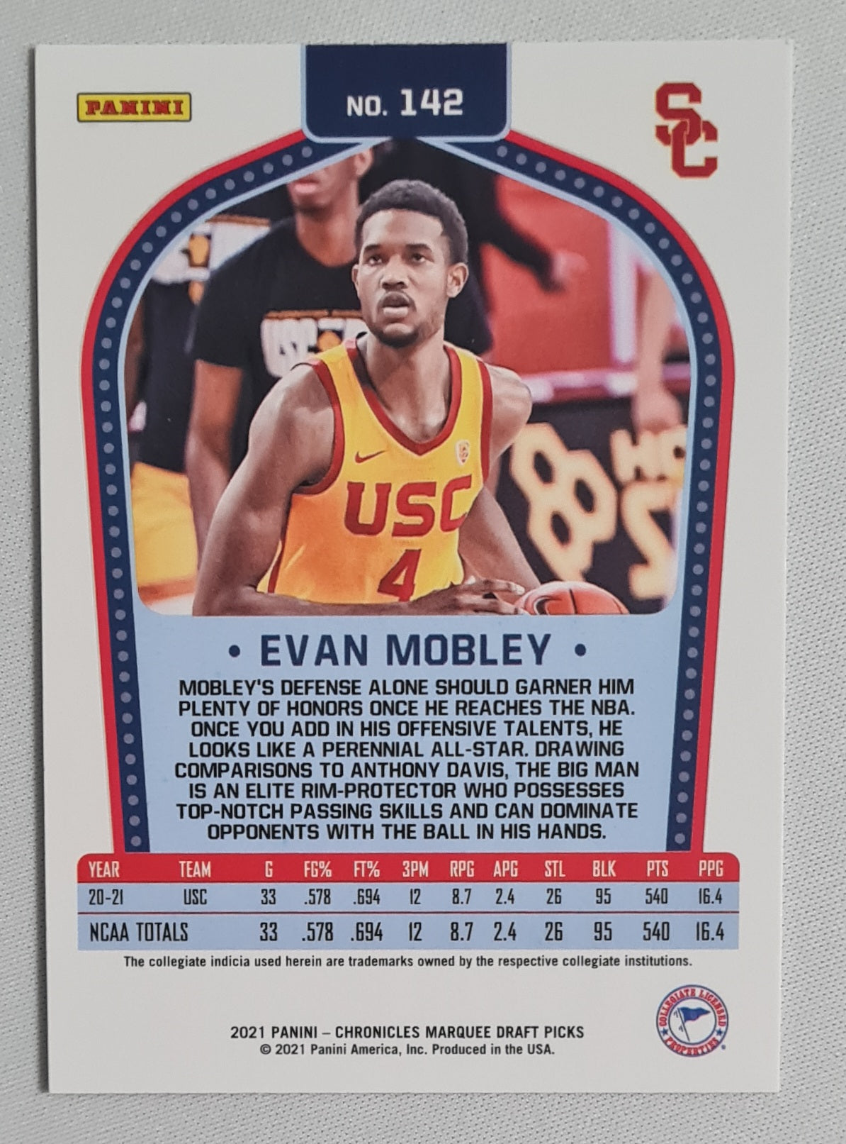 Evan Mobley - 2021 Panini Chronicles Marquee Draft Picks USC (RC) #142 Refractor