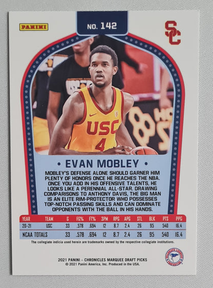 Evan Mobley - 2021 Panini Chronicles Marquee Draft Picks USC (RC) #142 Refractor