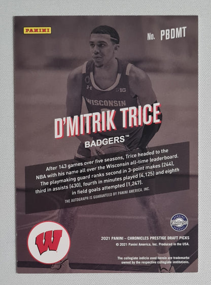 D'Mitrik Trice - 2021 Panini Chronicles Prestige Draft Picks - Bonus Shot - Badgers #PBDMT (RC) /Auto