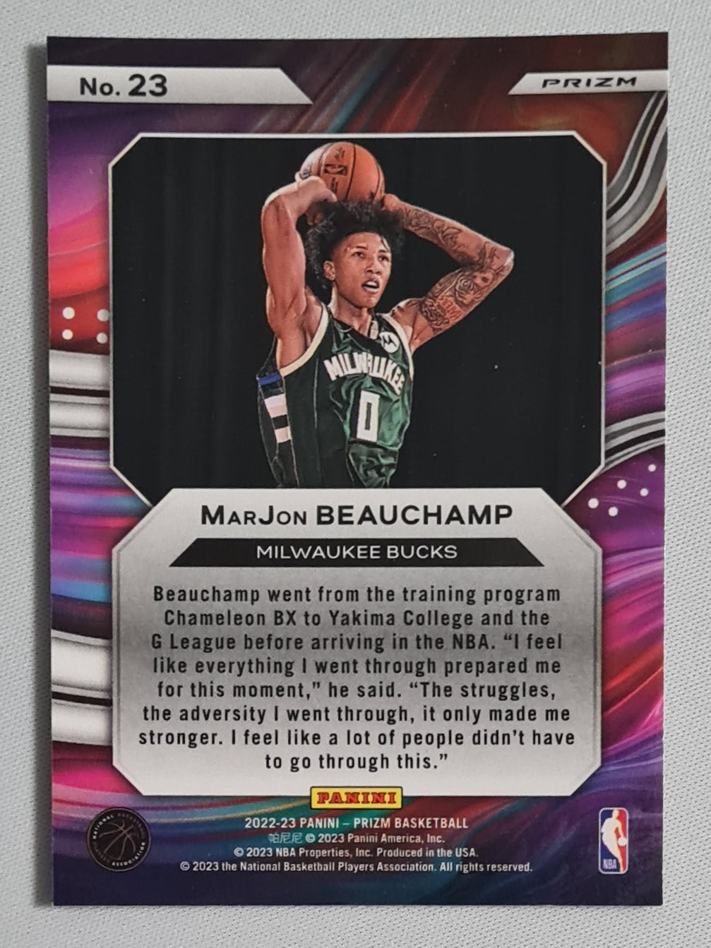 MarJon Beauchamp - 2022/23 Panini Prizm Basketball Instant Impact - Milwaukee Bucks #23