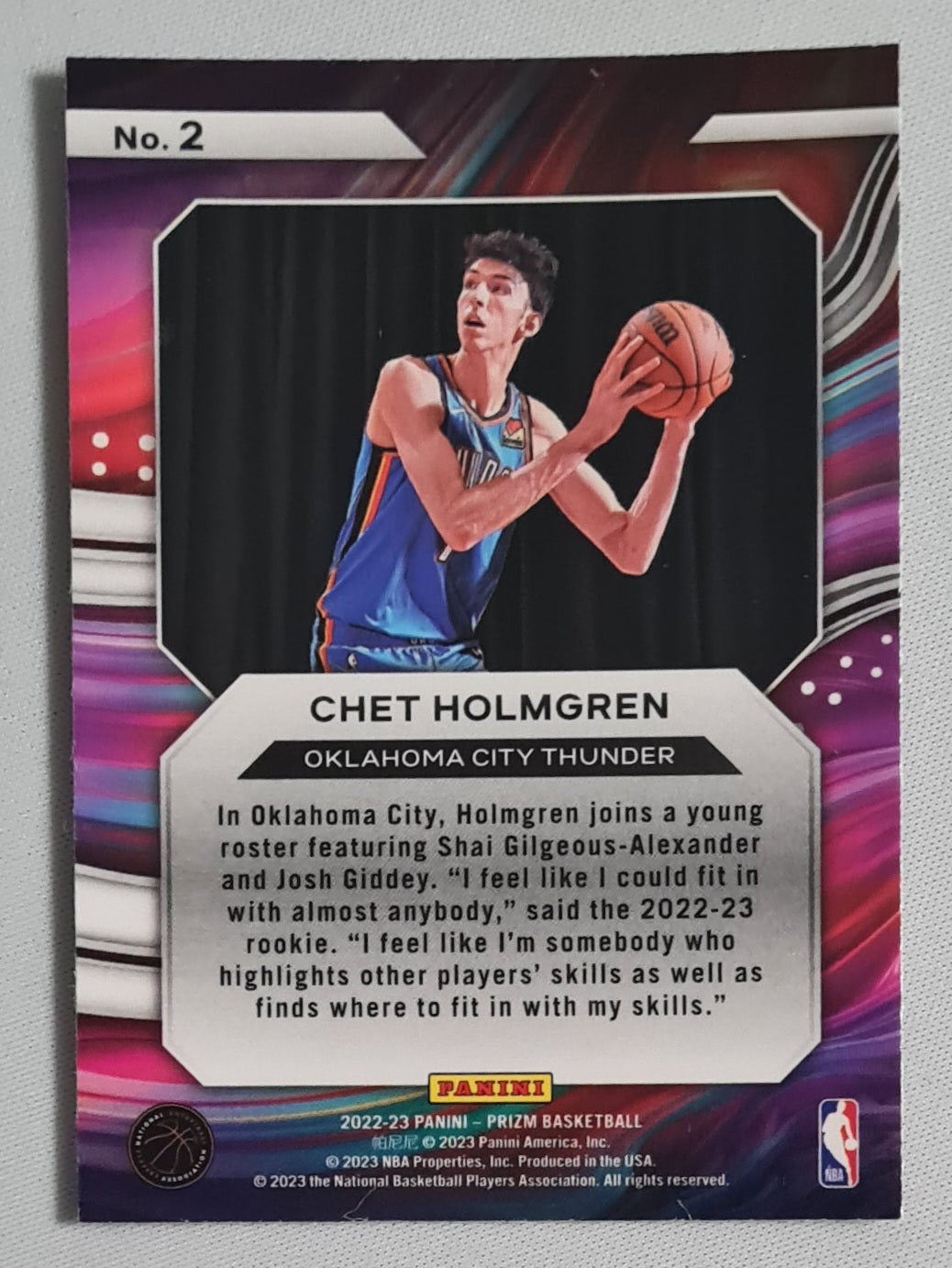 Chet Holmgren - 2022/23 Panini Prizm Basketball Instant Impact - Oklahoma City Thunder #2