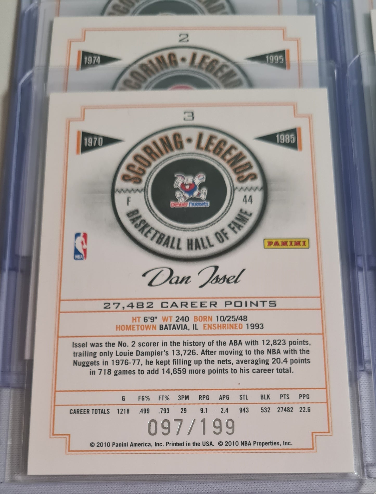 NBA Basketball (Lot 20 Cards - Full Set) - 2010 Panini Scoring Legends Basketball Hall of Fame (All Cards /199)