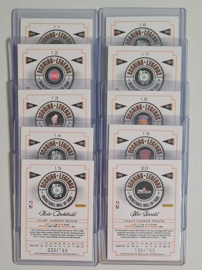 NBA Basketball (Lot 20 Cards - Full Set) - 2010 Panini Scoring Legends Basketball Hall of Fame (All Cards /199)
