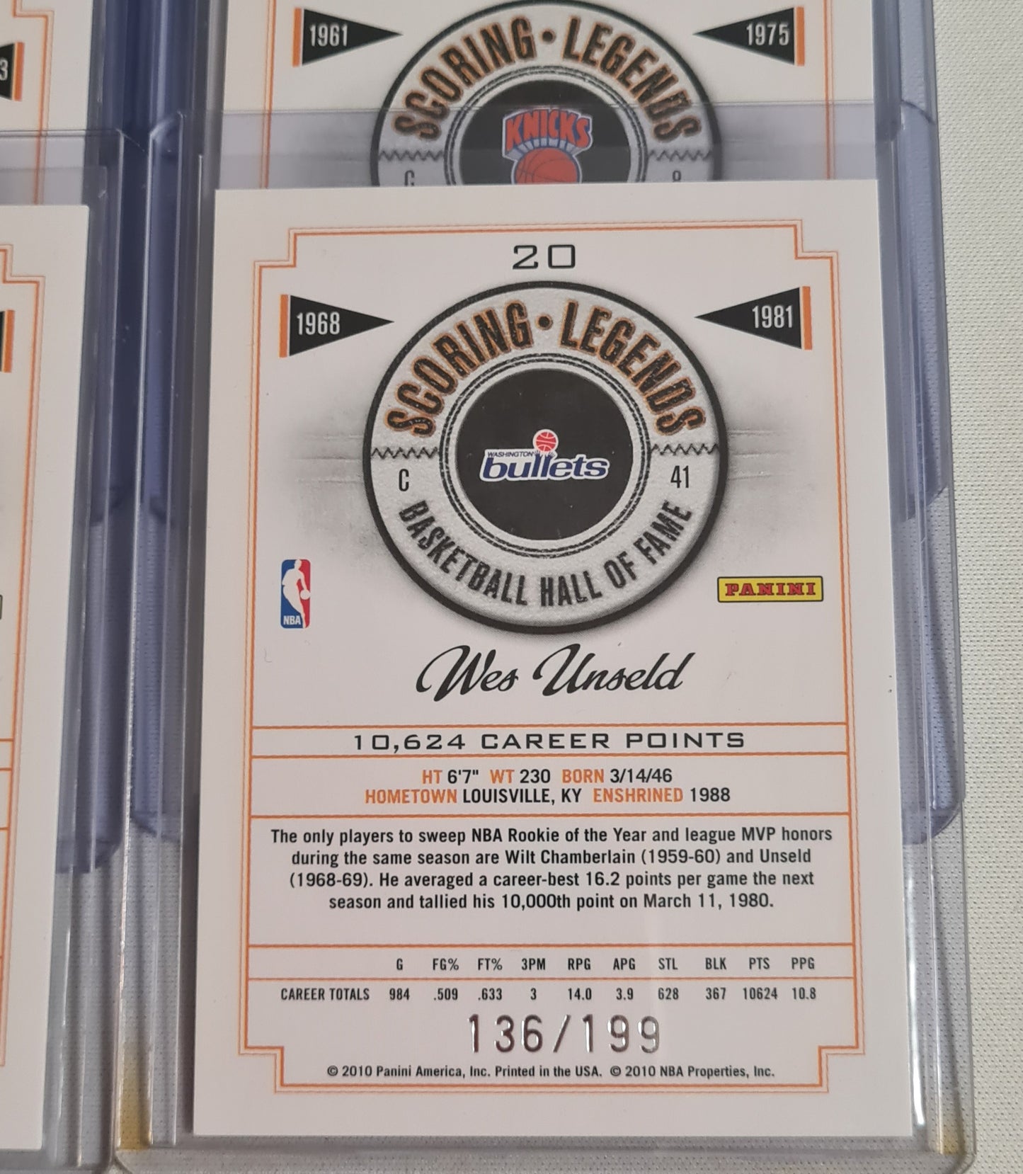 NBA Basketball (Lot 20 Cards - Full Set) - 2010 Panini Scoring Legends Basketball Hall of Fame (All Cards /199)