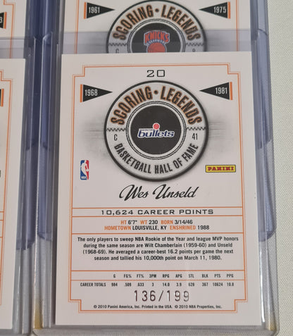 NBA Basketball (Lot 20 Cards - Full Set) - 2010 Panini Scoring Legends Basketball Hall of Fame (All Cards /199)