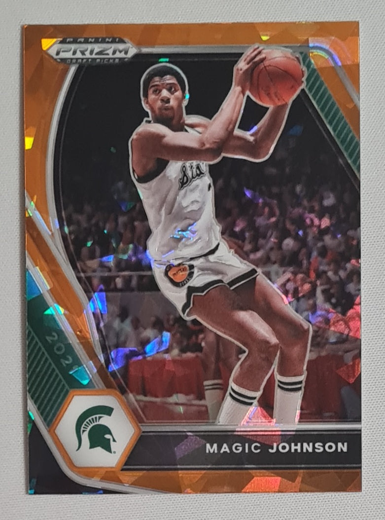Magic Johnson - 2021 Panini Prizm Draft Picks #86 Michigan State Basketball - Oranje Cracked ice