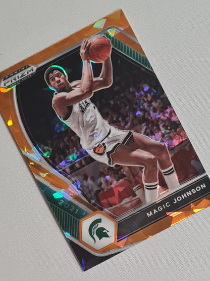 Magic Johnson - 2021 Panini Prizm Draft Picks #86 Michigan State Basketball - Oranje Cracked ice