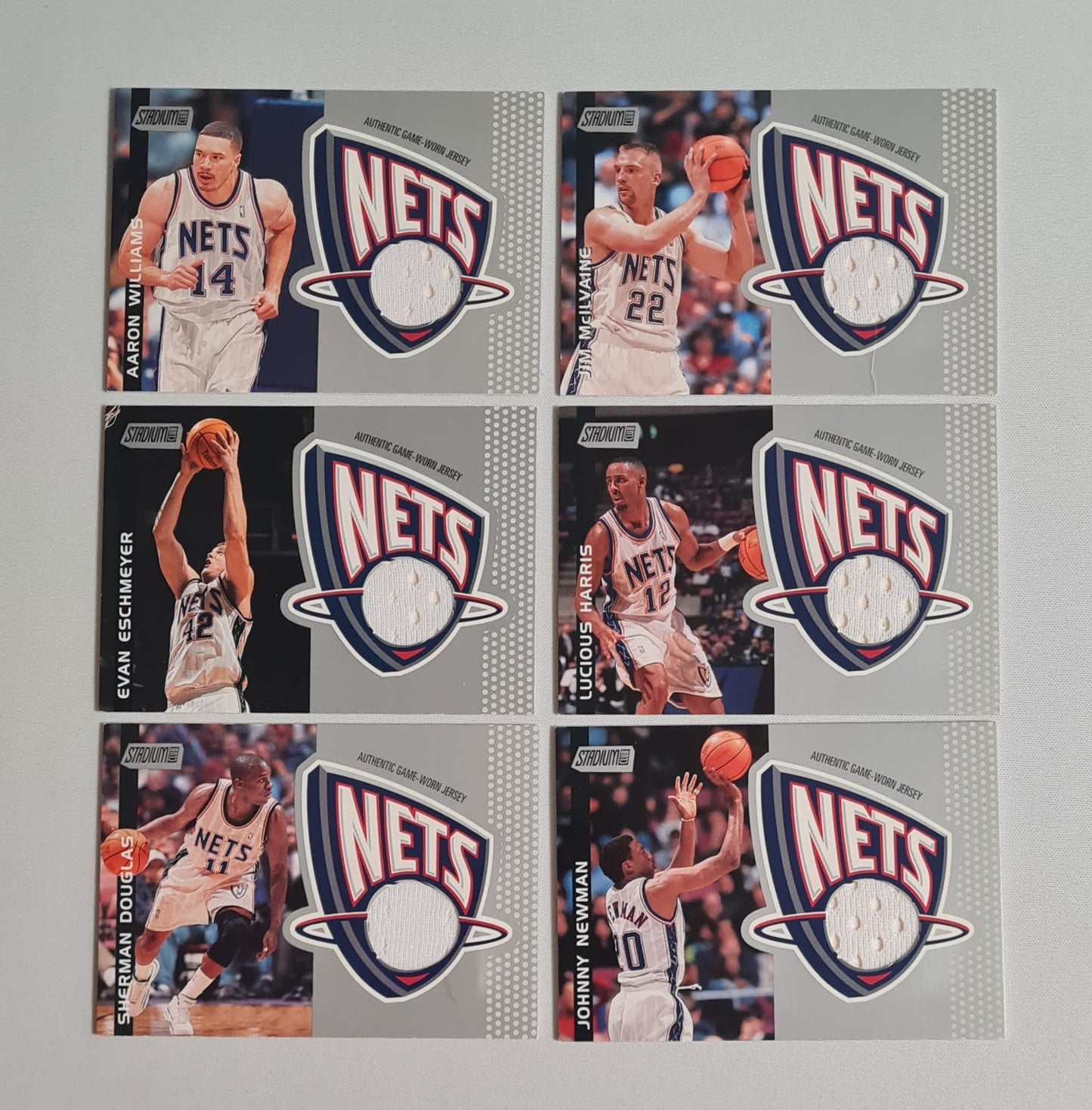NBA Basketball (Lot of 10) - 2001 Topps Stadium Club New Jersey Nets - Authentic Game-Worn Jersey (in Logo) /Patch