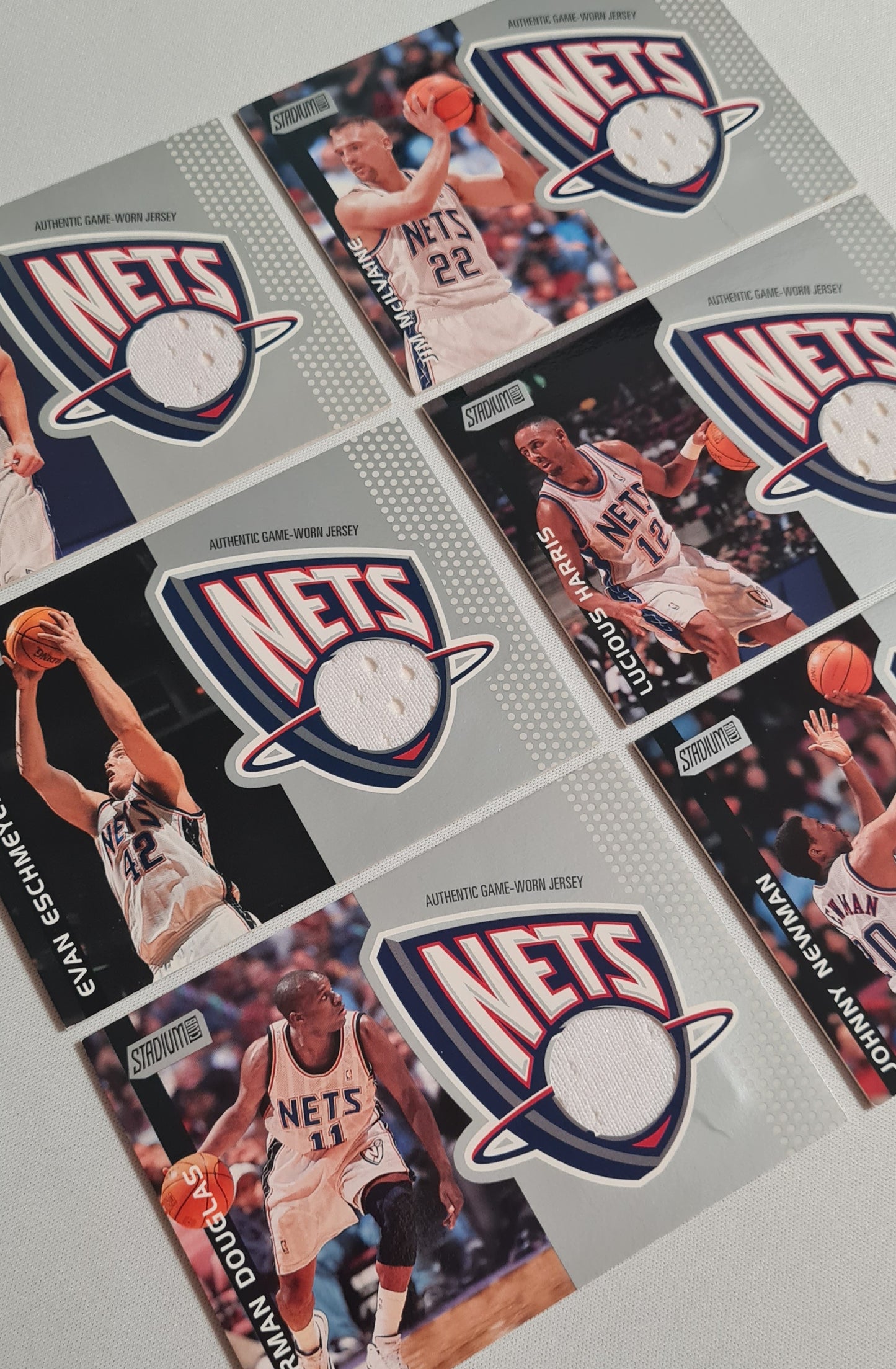 NBA Basketball (Lot of 10) - 2001 Topps Stadium Club New Jersey Nets - Authentic Game-Worn Jersey (in Logo) /Patch
