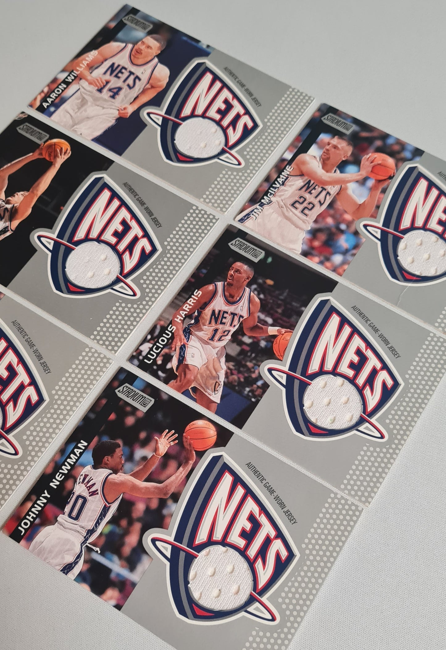 NBA Basketball (Lot of 10) - 2001 Topps Stadium Club New Jersey Nets - Authentic Game-Worn Jersey (in Logo) /Patch