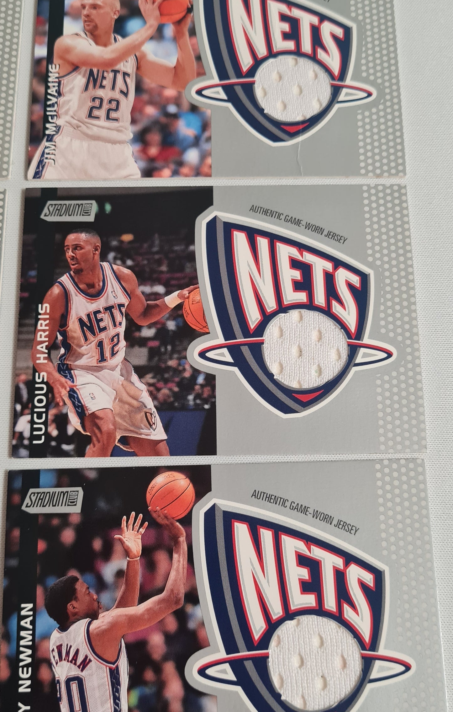 NBA Basketball (Lot of 10) - 2001 Topps Stadium Club New Jersey Nets - Authentic Game-Worn Jersey (in Logo) /Patch