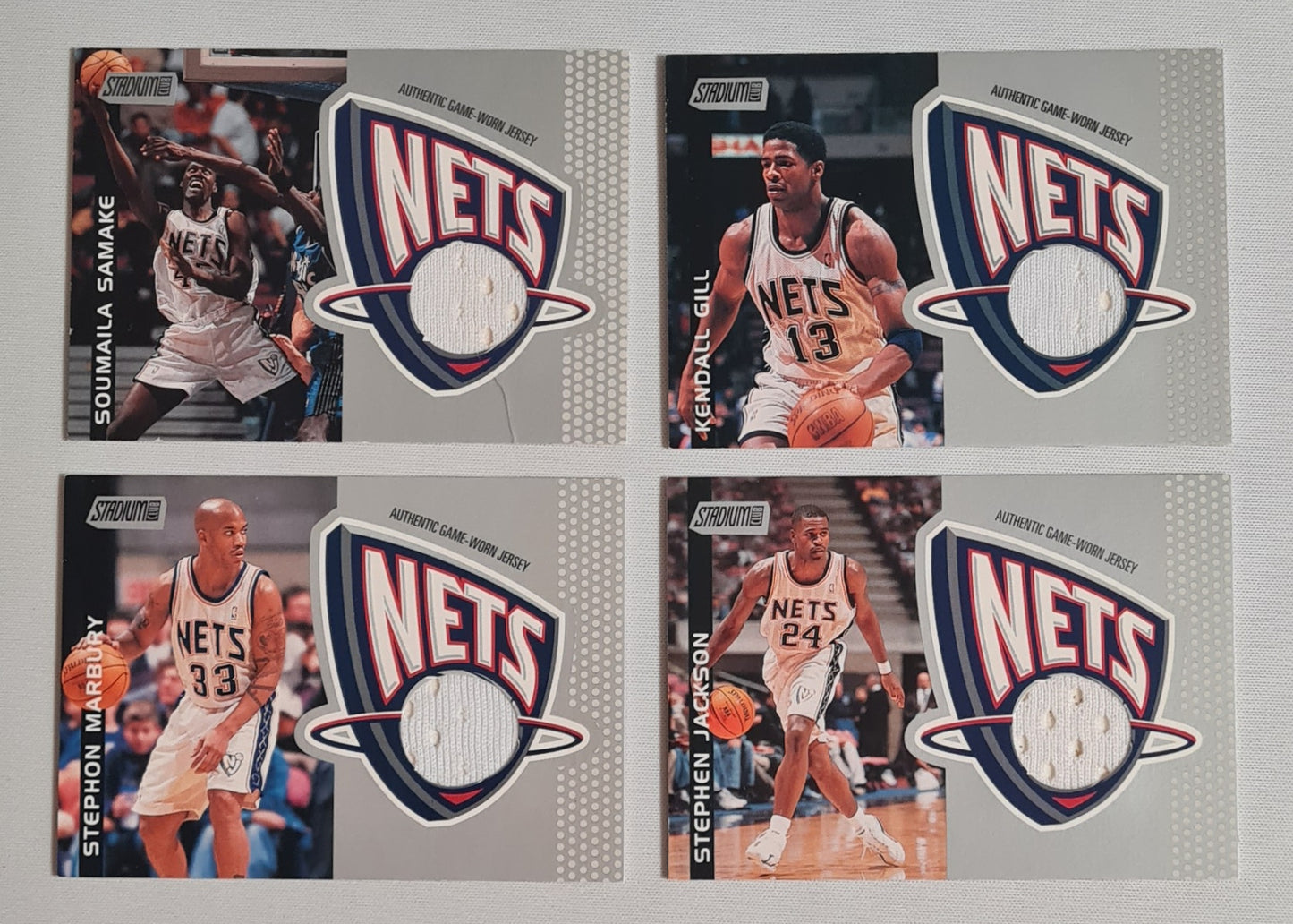 NBA Basketball (Lot of 10) - 2001 Topps Stadium Club New Jersey Nets - Authentic Game-Worn Jersey (in Logo) /Patch
