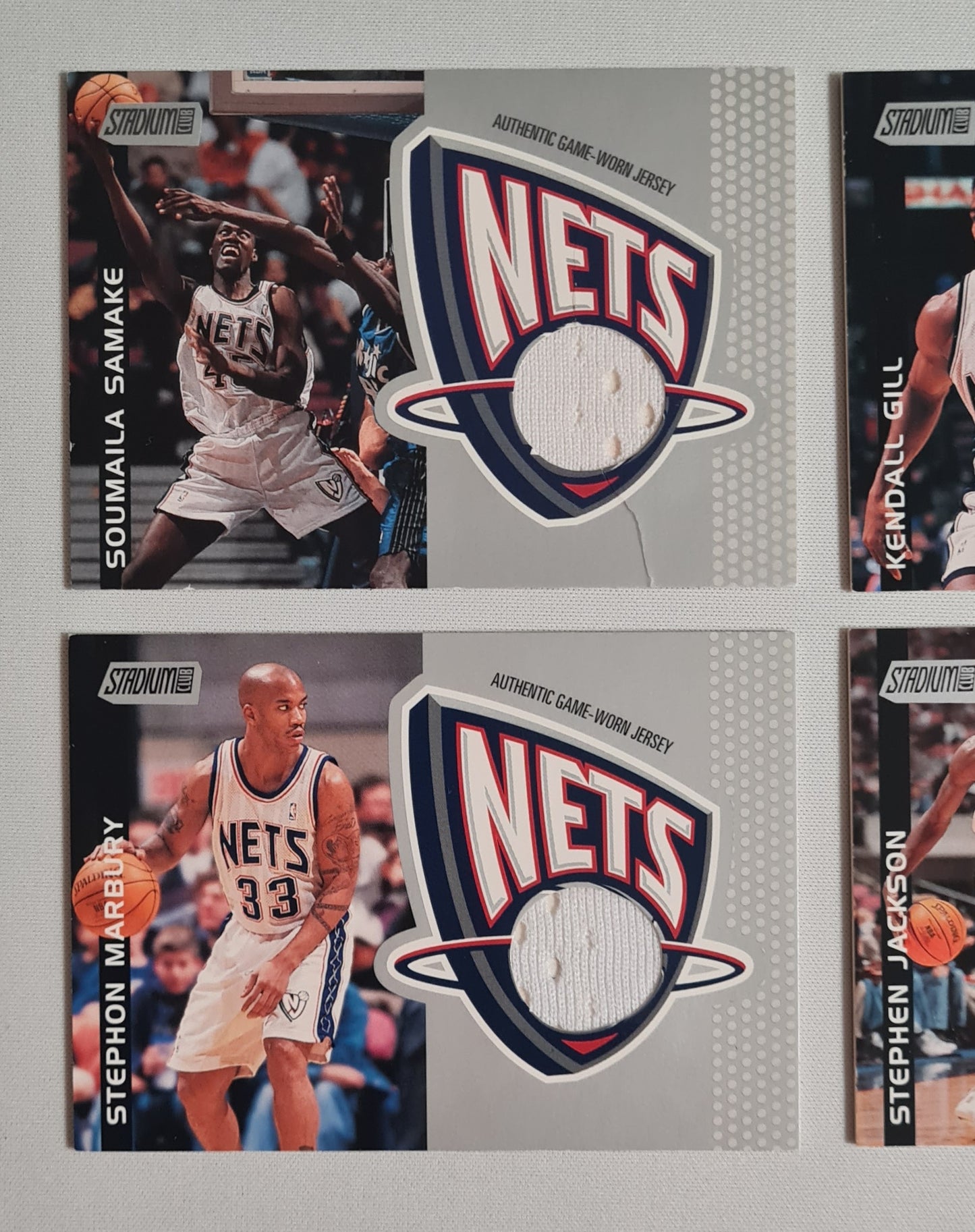 NBA Basketball (Lot of 10) - 2001 Topps Stadium Club New Jersey Nets - Authentic Game-Worn Jersey (in Logo) /Patch