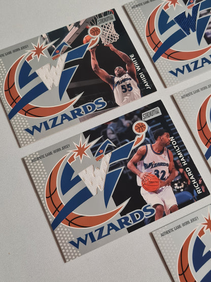 NBA Basketball (Lot of 5) - 2001 Topps Stadium Club Washington Wizards - Authentic Game-Worn Jersey (in Logo) / Patch