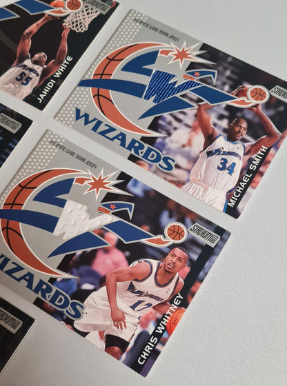 NBA Basketball (Lot of 5) - 2001 Topps Stadium Club Washington Wizards - Authentic Game-Worn Jersey (in Logo) / Patch